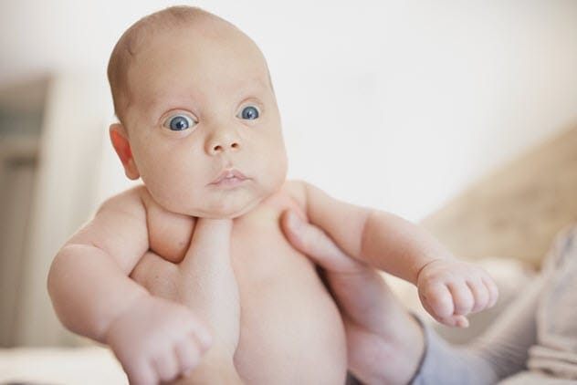 Startled baby after birth