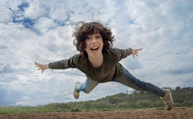 Boy pretending to fly