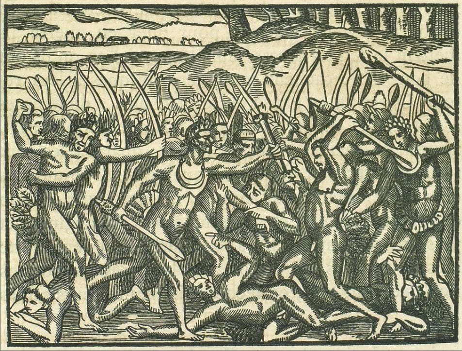 Andre Thevet's depiction of warfare and cannibalism among indigenous tribes