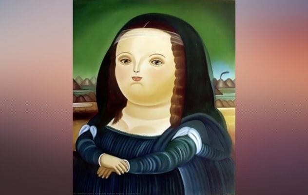 Fernando Botero's Mona Lisa, depicted in his signature style with exaggerated volume.