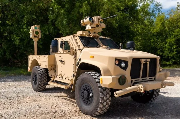 The CLaWS military laser system mounted on a vehicle
