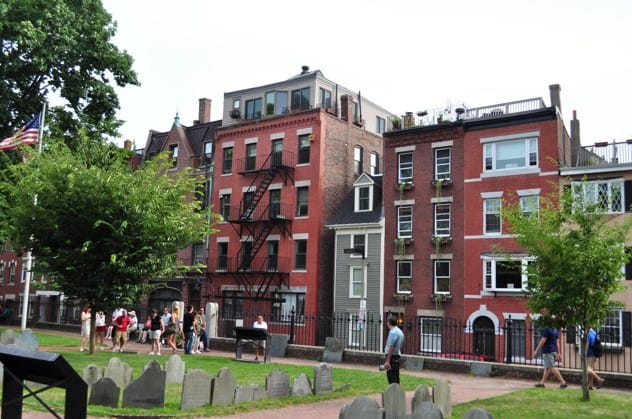 The Skinny House in Boston, a very narrow building between two larger ones.