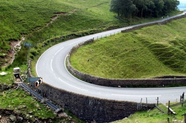 The Devil's Elbow, a sharp turn on the B6105 road in Glossop, England