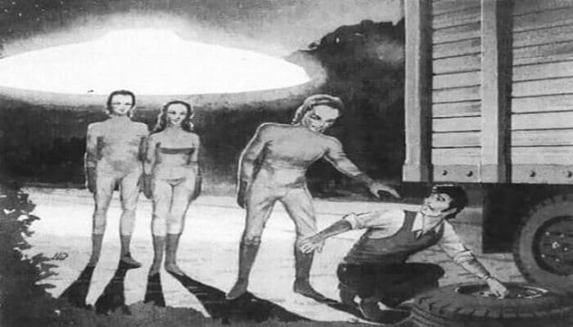 Artistic depiction of Dionisio Llanca's UFO abduction experience