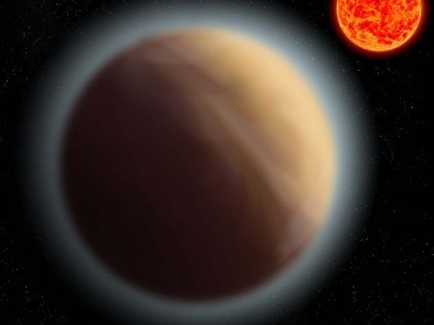 Artist's concept of exoplanet GJ 1132b with a steamy atmosphere