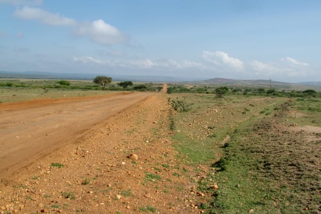 Rural road in Kenya similar to one repaired with radioactive material