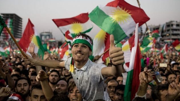 People celebrating the Kurdistan independence referendum