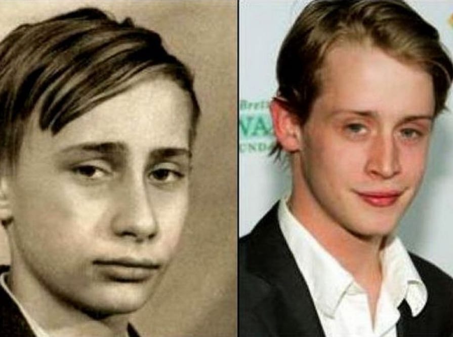Macaulay Culkin and Vladimir Putin as kids