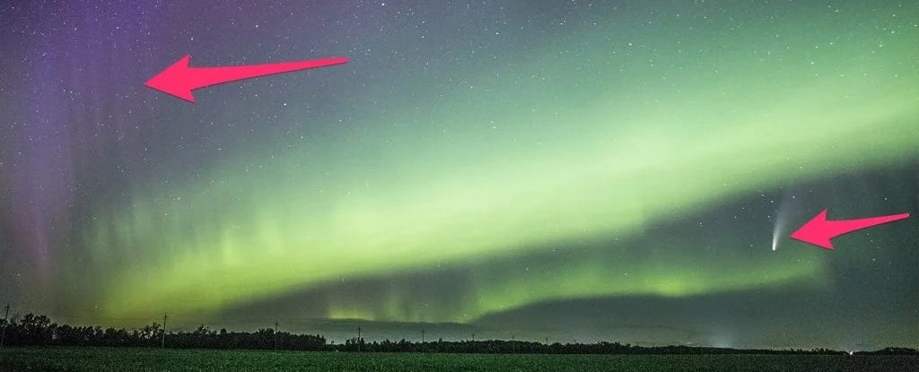 Aurora lights and the Comet NEOWISE