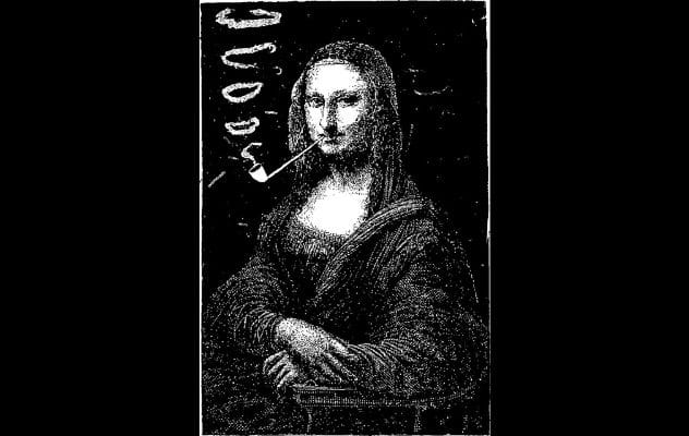 Sapeck's Mona Lisa Smoking a Pipe, a humorous drawing.