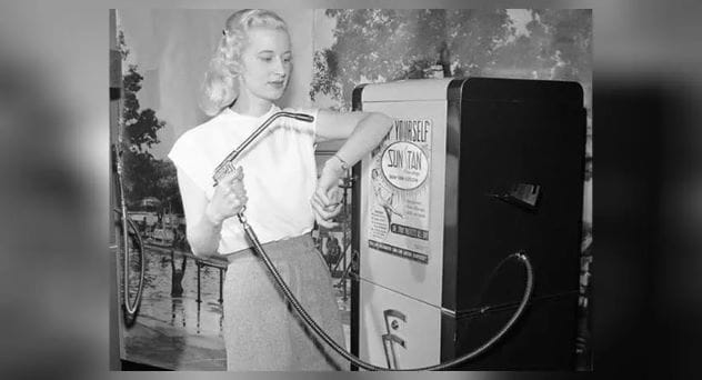Vintage suntan vending machine from 1949