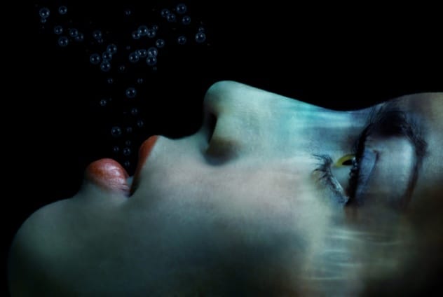 An underwater scene, representing the search for Bertha Huse in the lake