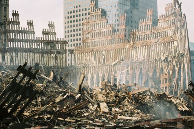 WTC Wreckage exterior shell of south tower