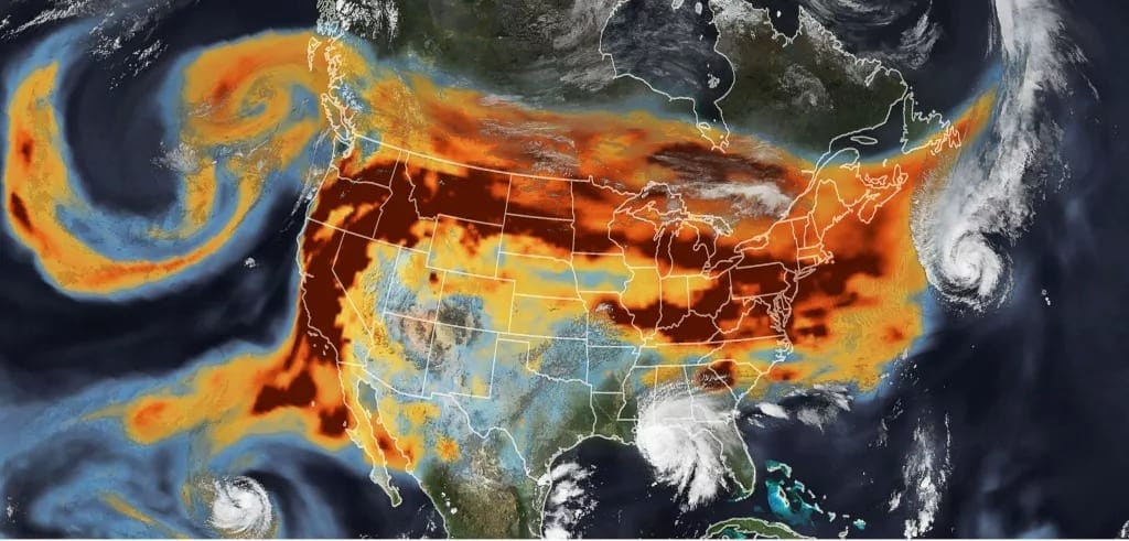 Combination of wildfires and hurricanes