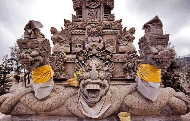 Intricate Bhoma carving from a Balinese temple