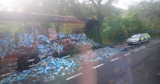 Pallets stacked high with bottles of blue WKD alcopop