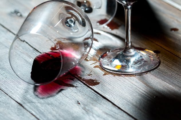 Wine spilled after curtains fail