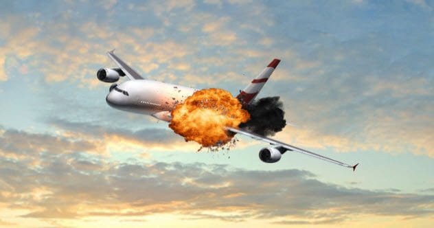 Artistic rendering of an airplane experiencing an in-flight incident