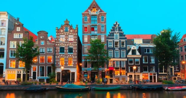 Netherlands landscape with windmills