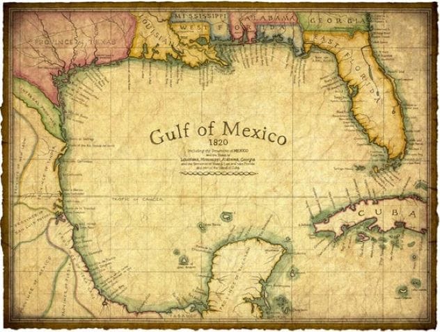 An old map of Florida from the 1800s
