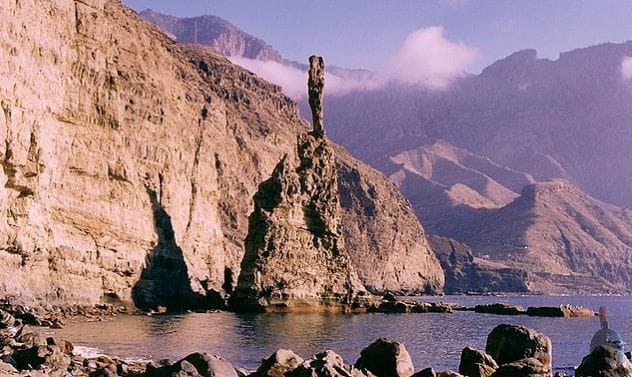 Remains of God's Finger rock formation in Gran Canaria, Spain