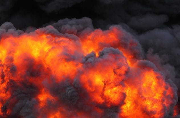 Dramatic explosion at an industrial plant, depicting the Gunnedah pet food factory blast