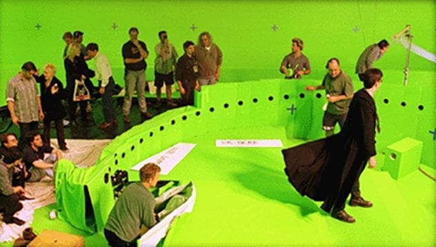 Keanu Reeves on the set of The Matrix