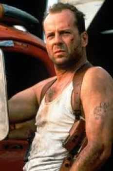 Action hero delivering a catchphrase, a popular movie cliché example from Die Hard