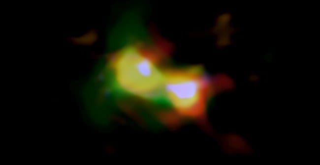 Galactic collision triggering star formation