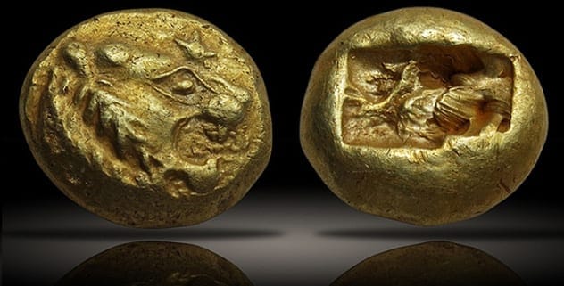 Ancient Lydian Stater coins, early examples of common currency