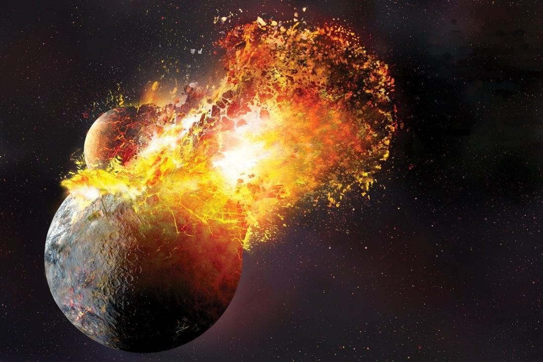 Illustration of a planetary collision