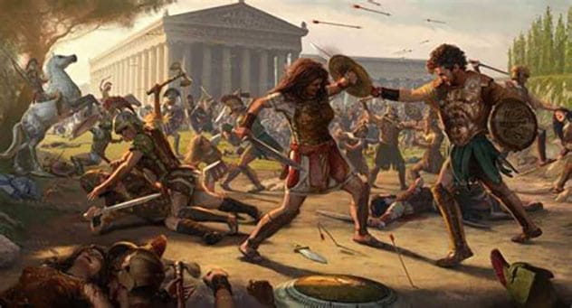 Telesilla leading the women of Argos