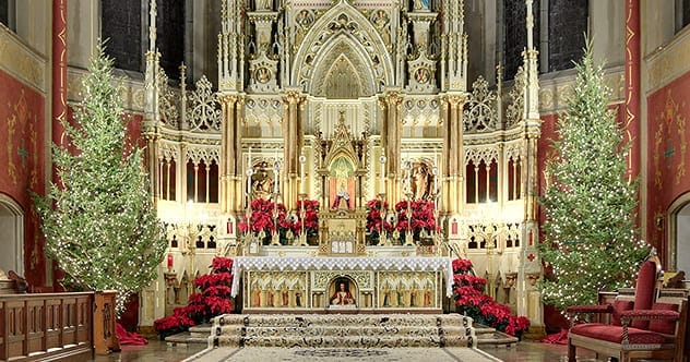 Christmas decorations in a store