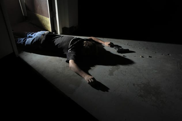 Depiction of an aftermath of a shooting scene, often inaccurately portrayed in movies
