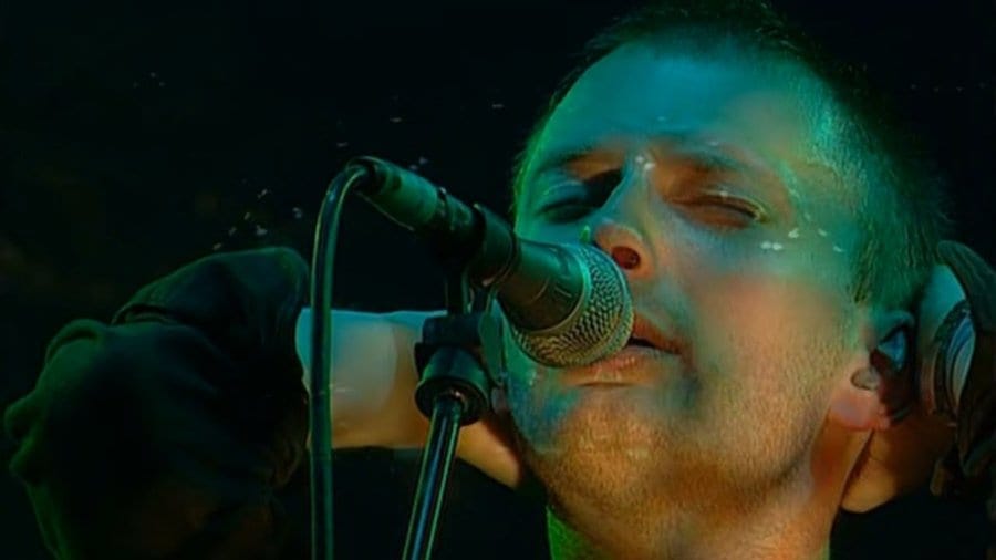 Radiohead performing at Glastonbury