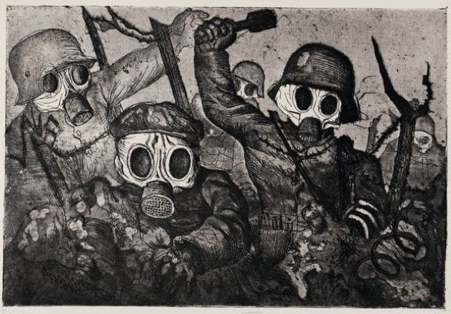 Artwork by Otto Dix: Assault Troops Advance Under Gas
