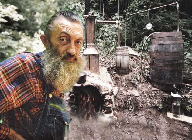 Portrait of Marvin 'Popcorn' Sutton, a famous moonshiner