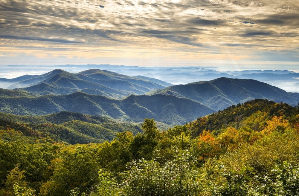 Misty view of the Appalachian Mountains