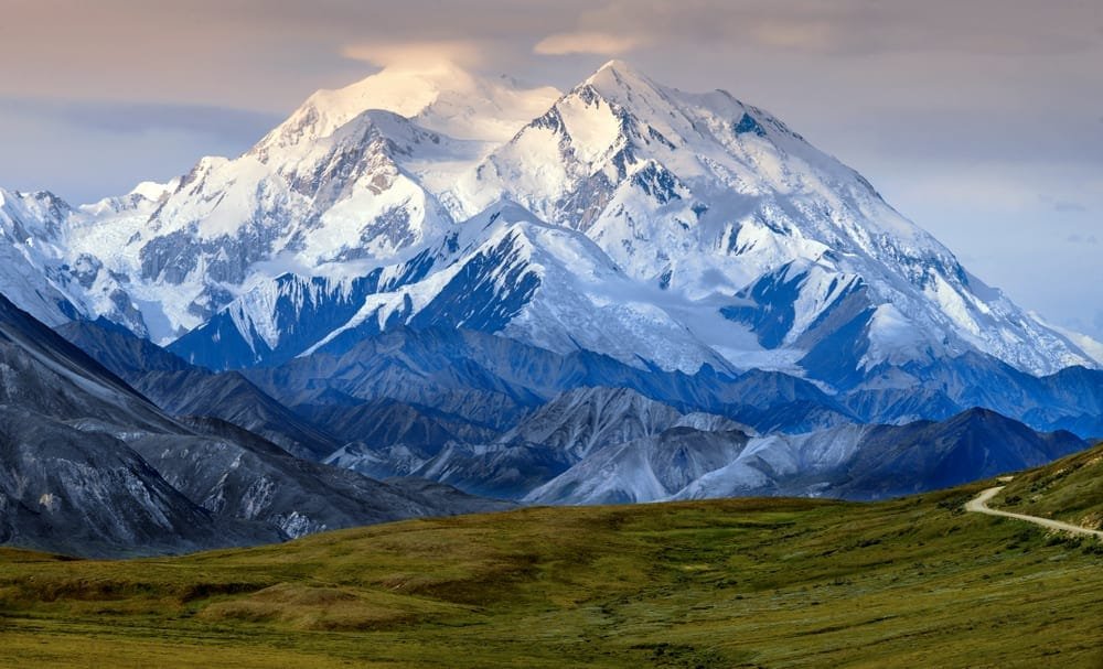 Denali (Mount McKinley) peak covered in snow