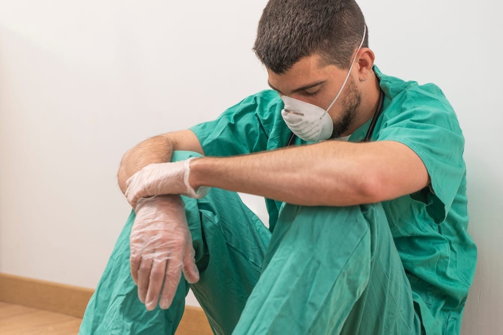 Healthcare workers in a hospital setting