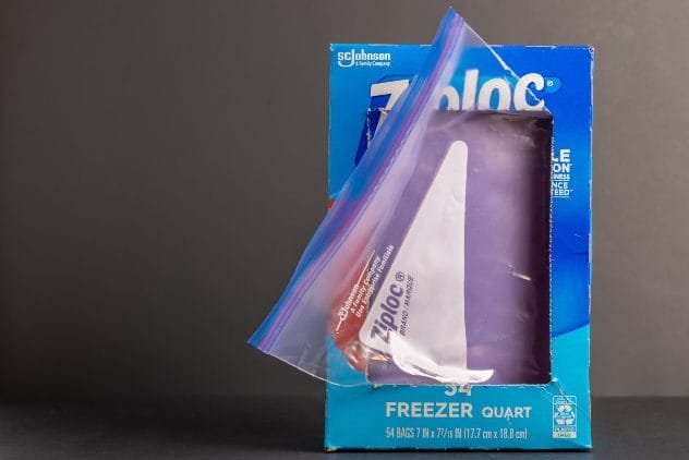 Personal items packed dismissively in a plastic bag