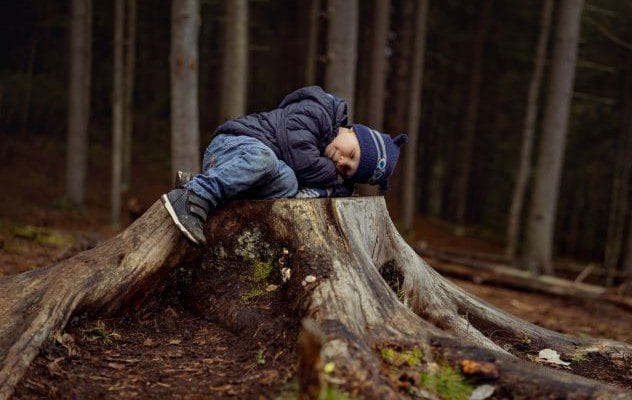 A young boy looking out over a forested mountain range, representing Donny Wentz.
