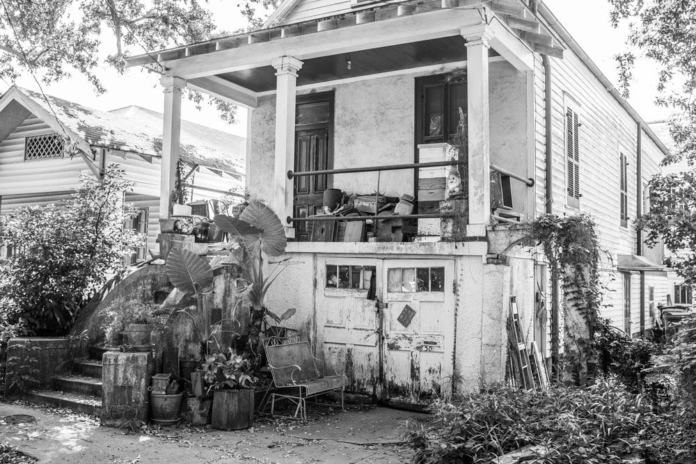 Interior of a home overwhelmed by hoarded items and boxes