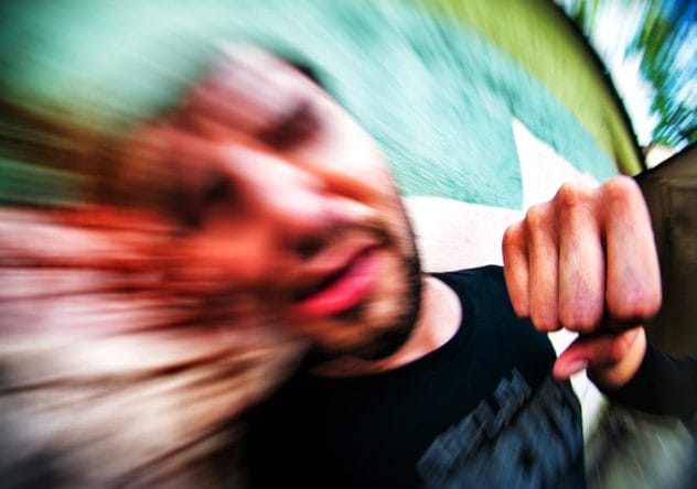 Dramatic movie fistfight scene, highlighting unrealistic endurance