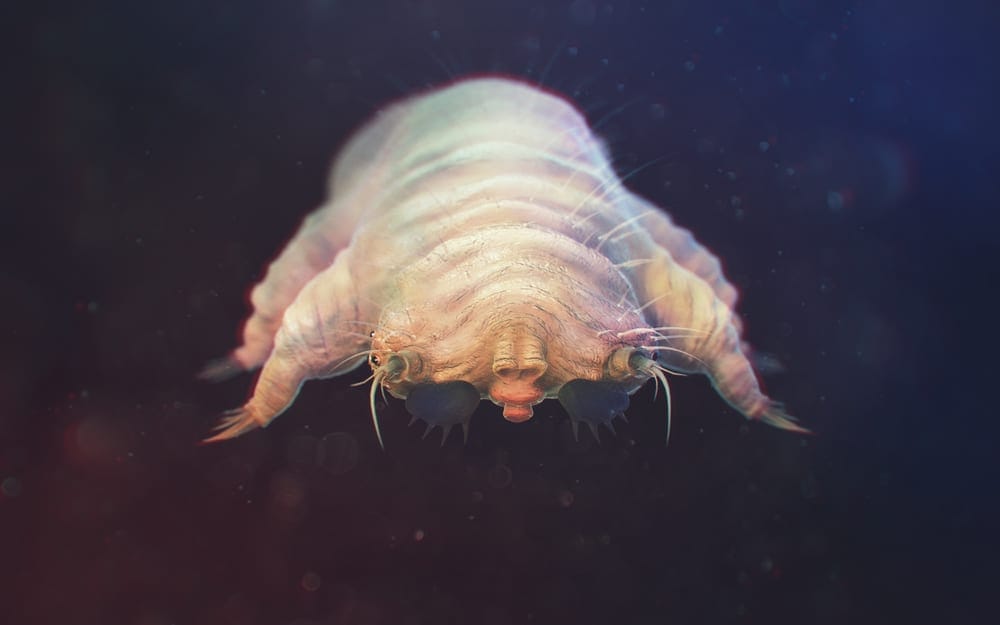 Close up of a face with microscopic mites
