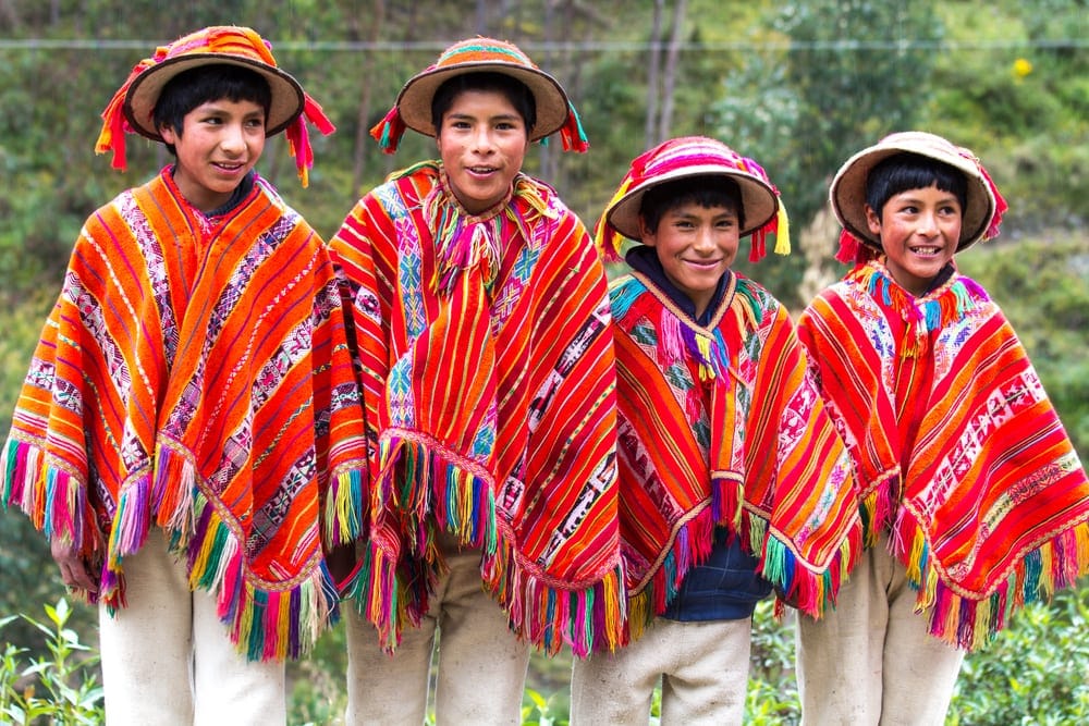 A traditionally woven Peruvian poncho