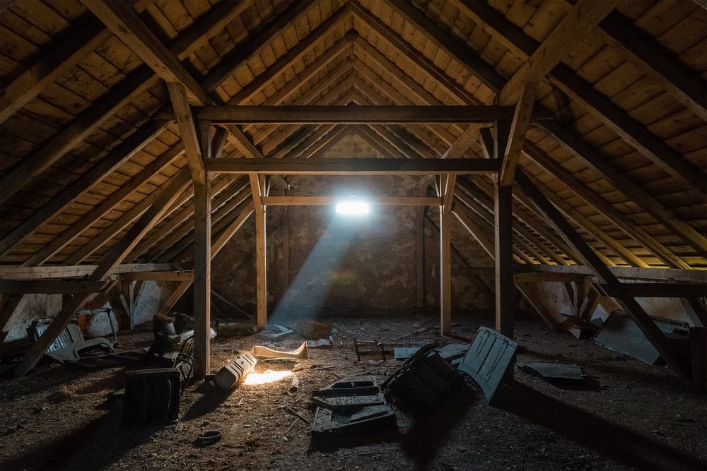 Attic opening with ladder suggesting hidden space
