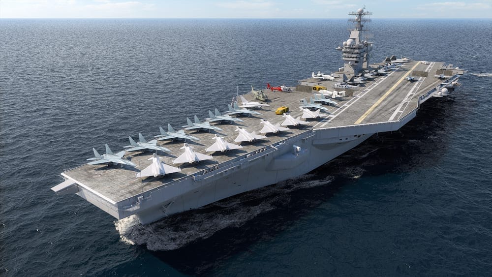 Angled runway on an aircraft carrier
