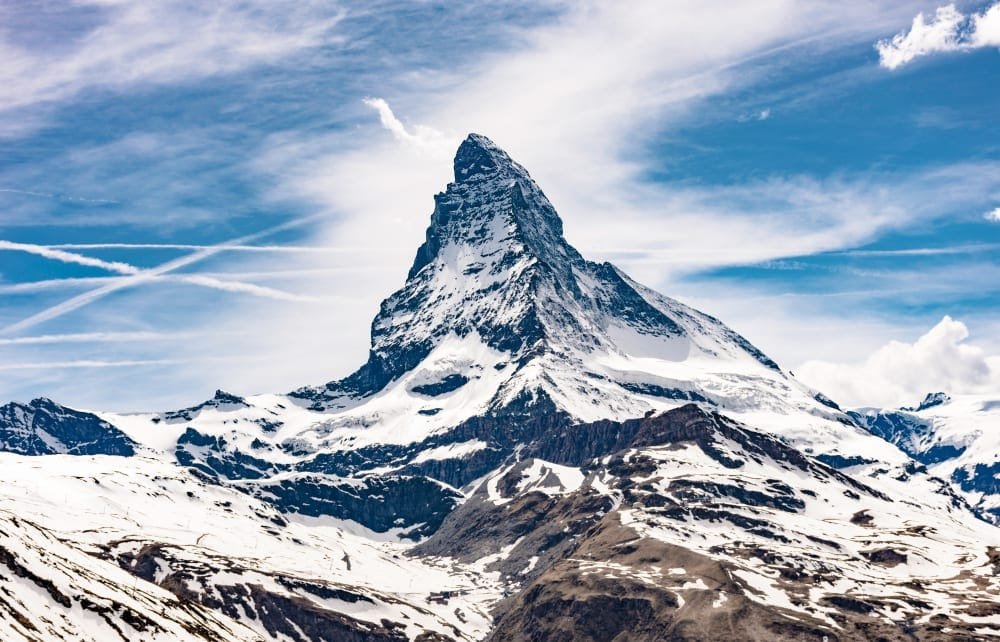 Glowing red lanterns on the Matterhorn ridge