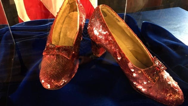 Dorothy's iconic ruby red slippers from The Wizard of Oz